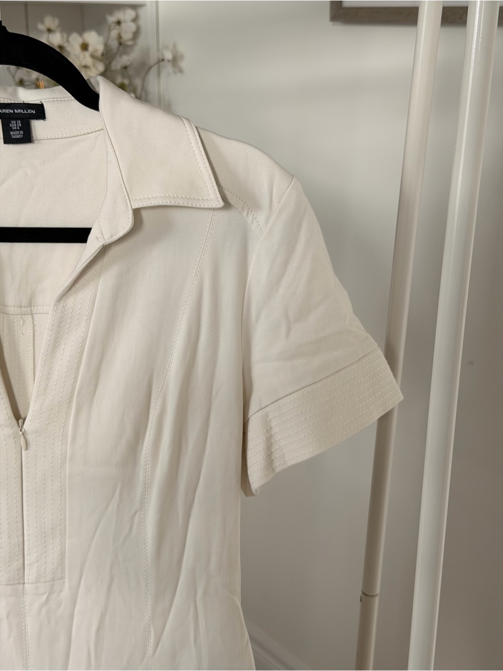 Karen Millen Cream Collared Maxi Dress with Short Sleeves - Picture 7 of 9